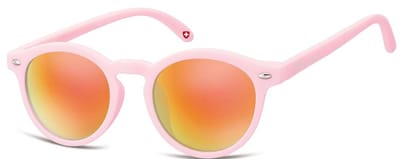 Montana CS73F- Kinder Zonnebril-Rond-Roze kunststof- Lensbreedte 43 mm