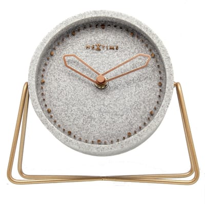NeXtime Cross Table – Tafelklok – 17.5 × 15.5 × 5 cm – Polyresin – Grijs