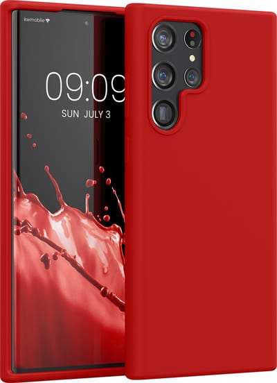 kwmobile telefoonhoesje geschikt voor Samsung Galaxy S22 Ultra - Hoesje met siliconen coating - Smartphone case in klassiek rood