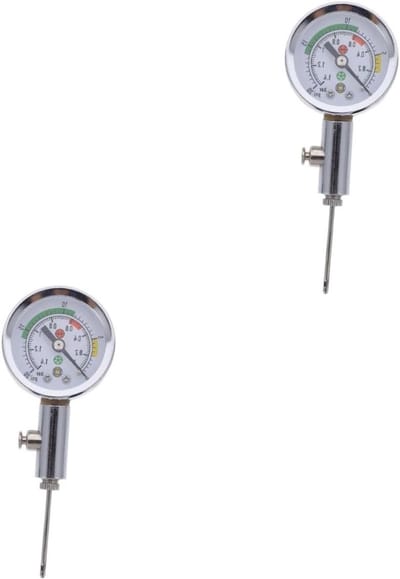 Luchtdrukmeter Sportballen - Bandenspanning meter - Bal Oppompen - Met Ontluchtingsventiel - 2 Stuks - Zilver