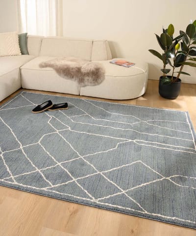 Abstract vloerkleed - Fancy Sketch blauw 80x150