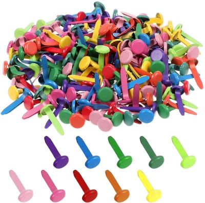 Dailygoods- Patroonzakklemmen 200 stuks - Ronde kopklemmen - Metalen briefklemmen - Veelkleurig - Voor school/kantoor/scrapbooking - Hoogwaardig ijzer - Brads