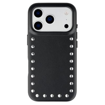 Selencia Hoesje - Geschikt voor Apple iPhone 17 Pro - Studs Backcover geschikt voor MagSafe - Velvet Black