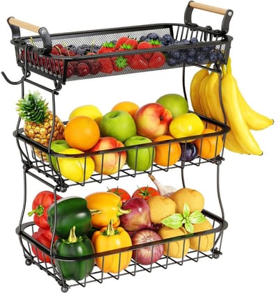 DailySupplies® Fruitschaal - Fruitmand Etagere 3 laags - Zwart