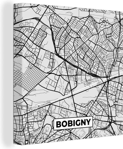 Canvas Schilderij Frankrijk - Bobigny - Stadskaart - Plattegrond - Kaart - 20x20 cm - Wanddecoratie