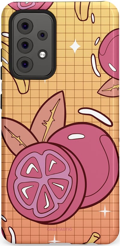 Casetastic Hoesje Geschikt voor Samsung A52 (4G/5G/s) - Stijlvolle Beschermende Duo-layer Case - Fruitige bananen ruitjes