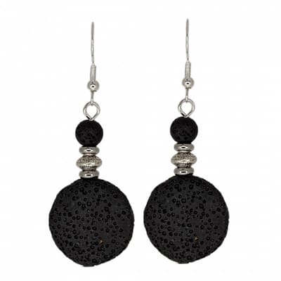 Oorbellen-Zilver-zwart- lava- Gwen -Charme Bijoux