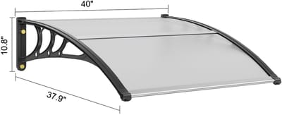 Kelseek deurluifel - Afdakje - Raamluifel - Voordeur - 102 x 97 cm - 6 mm dik - Transparant - Aluminium en polycarbonaat