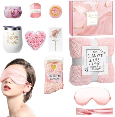 Wellness Cadeauset - Ontspanningspakket Vrouwen - Moment voor Jezelf - Luxe Zachte Deken - 30 cm Breed - Multicolor