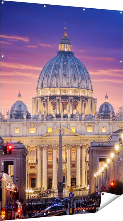 Gards Tuinposter Sint Pietersbasiliek in Rome, Itali� - 120x180 cm - Tuindoek - Tuindecoratie - Wanddecoratie buiten - Tuinschilderij