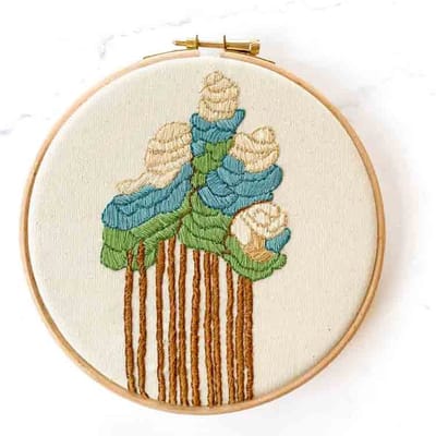 Koninklijk borduurpakket Bomen – Samenwerking Studio Koekoek en TextielMuseum Tilburg - vrij borduren borduurpakket