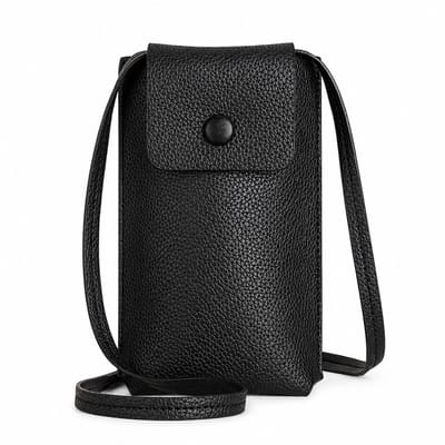 Helin Life Dames-telefoonhoesje - Schoudertas - Telefoonhoesje - Schoudertas voor smartphones – PU-leer – Verstelbare schouderriem – Geschikt voor telefoons tot 6,7 inch – Zwart - Compacte, stijlvolle schoudertas