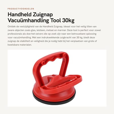 Dailygoods- Zuignap 30 kg - Glazen Zuignap - Rood - Handgreep Kunststof - Diameter 10,5 cm - Duurzaam en Hittebestendig - Vacuümzuiger