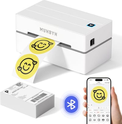 Bluetooth Thermische Etikettenprinter voor Verzendlabels 4x6 - Geen Inkt Nodig