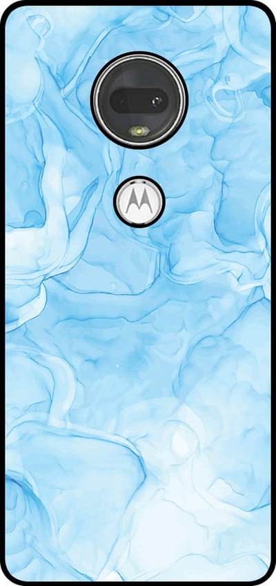 Smartphonica Telefoonhoesje Geschikt voor Motorola Moto G7 met marmer opdruk - TPU backcover case marble design - Lichtblauw geschikt voor Motorola Moto G7