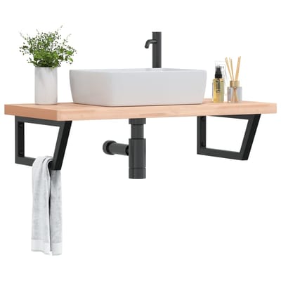 vidaXL - Badkamer - wandschap - staal - en - massief - beukenhout