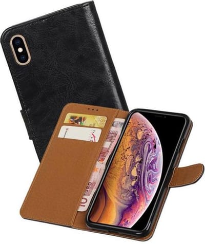 Zakelijke Book Case Telefoonhoesje Geschikt voor de iPhone XS Max - Portemonnee Hoesje - Pasjeshouder Wallet Case - Zwart