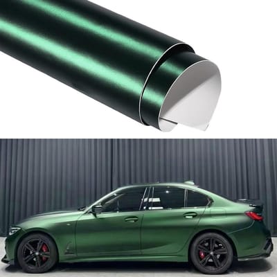 Donkergroene Matte Metallic Wrapping Film voor Auto's, Motoren en Fietsen - Zelfklevend met Luchtkanalen (30 x 152 cm) voor Tuning en Bescherming
