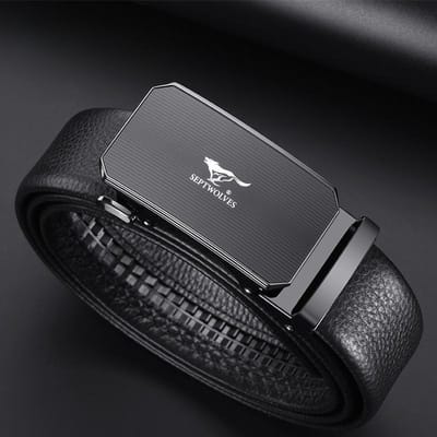 Ceintures pour Hommes Boucle Automatique Tête de Boucle Cuir de Vachette Ceinture Cadeau Ceinture Polyvalente Cadeau 130cm black
