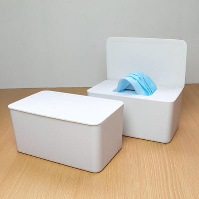 Boîte à mouchoirs humides avec couvercle, boîte à papier à pomper, boîte à masques, boîte de rangement, bureau ménager anti-poussière bleu foncé