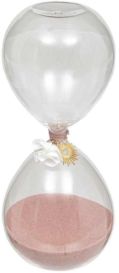 Atmosphera Zandloper cilinder - decoratie of tijdsmeting - 30 minuten - roze zand - D8 x H20 cm - glas