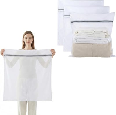 3 stuks wasnet, groot, 60 x 60 cm, met ritssluiting, herbruikbaar, waszak voor wasmachine, geschikt voor overhemden, truien, jassen en werkkleding