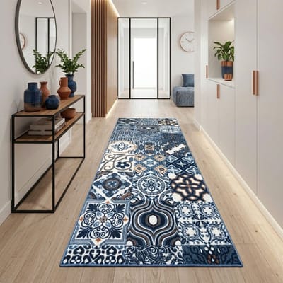 FLOORDIREKT Tapijtloper Newport - Met Patroon - Op Maat gemaakte Fijne Lus Tapijtloper Voor Keuken, Hal & Woonkamer - 80 x 100 cm