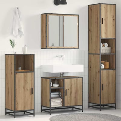 vidaXL - Badkamermeubel - Set - met - plank - 3 - pcs - Artisan - Eiken - Bewerkt - hout