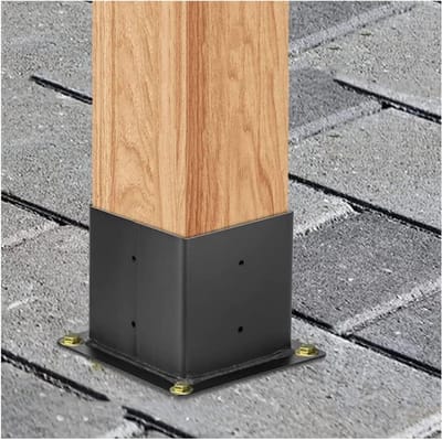 Stevige Hekpaal Steun - Paalhouder Grondanker - Palen Verankeren - Roestbestendig Staal - 15x12cm - Zwart