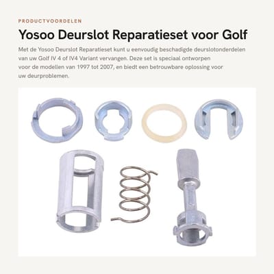 Dailygoods- Deurslot Reparatieset 7-delig - Cilinderslot Vervanging - Geschikt voor Golf IV 4 Type 1J1 MK4 1997-2005 - Golf IV4 Variant Type 1J5 1999-2007 - Duurzaam Metaal - Voor 4/5-deurs Auto's