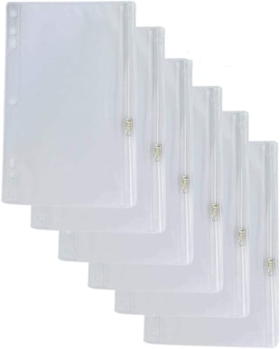 Vinyl Ringbandzakken - Plastic Hoesjes - Documenten Opbergen - Ritssluiting Beveiliging - 9.5 x 6 Inch - Transparant
