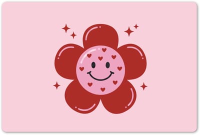 Placemats 45x30 cm - Placemat kunststof - 1 stuk - Bloem - Roze - Hartjes - Borden onderleggers - Decoratie voor op tafel - Keuken tafeldecoratie accessoires - Vinyl onderlegger - Tafelversiering