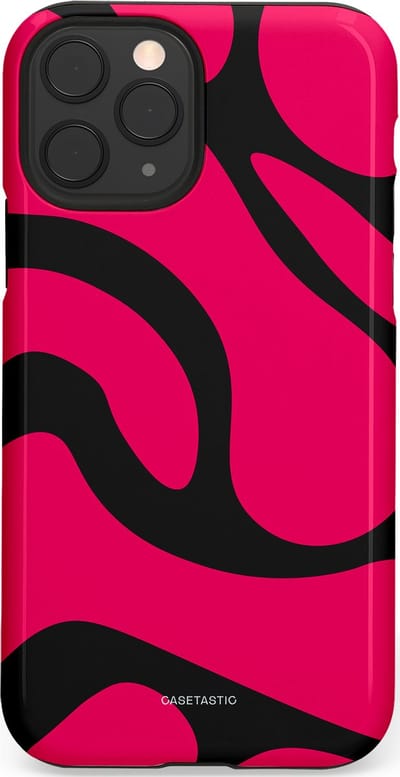Casetastic hoesje geschikt voor Apple iPhone 11 Pro - Dubbellaagse bescherming - Zwart Roze Mamba Golven - Fashion Case - Roze Zwart