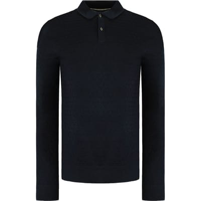Ted Baker Morar Heren Navy Gebreid Polo Shirt