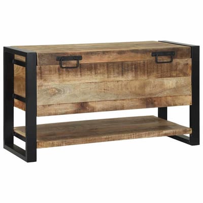 vidaXL - Opbergbox - met - opslag - Bruin - 80 - x - 35 - x - 45 - cm - Massief - mangohout