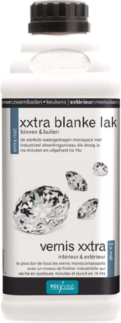Polyvine XXtra Blanke lak extra mat 1 liter: de sterkste monopack lak verkrijgbaar.