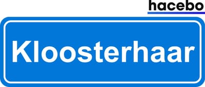 Hacebo - Plaatsnaam Sticker - 29x10 CM - Kloosterhaar sticker - Verkeersborden sticker - grappige cadeaus - Kloosterhaar