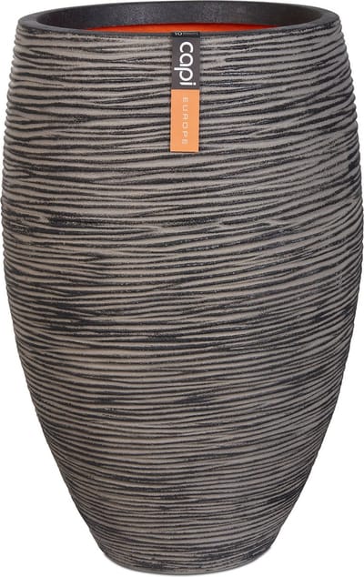 Capi Europe - Vaas elegant deluxe Rib NL - 38x58 - Antraciet - Opening Ø27 - Bloempot voor binnen en buiten - Levenslang garantie - Breukbestendig - 100% Recyclebaar - CO2 Neutraal geproduceerd - KOFZ1131