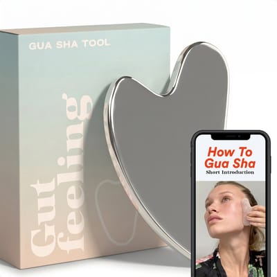 Gutfeeling - Gua Sha Steen Metaal - Roestvrij Staal - Inclusief Giftbox & Instructies