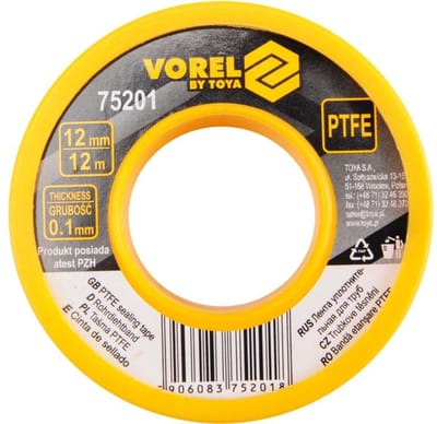 Vorel - PTFE Tape - 12Mx12MMx0,1MM - Waterdichte Afdichting