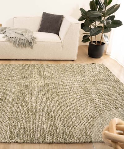 Wollen vloerkleed - Hyssing olijfgroen 200x300