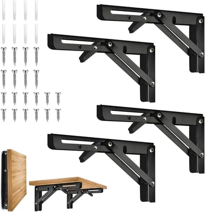Set van 4 Wand Vouw Consoles van RVS, Muurbevestigde Plankensteunen, Zware Belasting, Ideaal voor Floating Tafels en DIY Projecten, Draagvermogen tot 80 kg