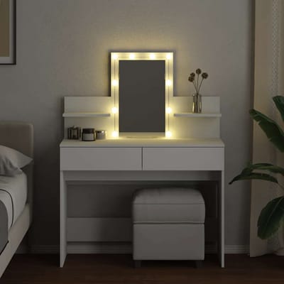 vidaXL - Kaptafel - met - LED-verlichting - 100x40x130 - cm - wit