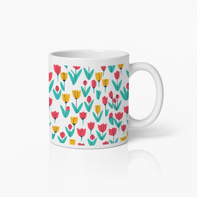 Nederlandse Tulp Patroon Mok – Kleurrijk Bloemendesign – Perfect Cadeau voor Lente & Bloemenliefhebbers