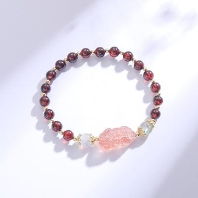 Bracelets Perlés Animal Chanceux Cristal Fraise Multicolore Tourmaline Naturelle Grenat Pierre de Lune Pour Femmes Bijouterie Fine Ybr549 grenade