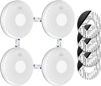 SAVS CS11R Draadloos koppelbare combimelder 4-pack - SafeLink - Rook en koolmonoxide - 10 Jaar batterij - Geen LED lampje - Rookmelder en koolmonoxidemelder met extra dun design - Rook én CO melder koppelbaar - Montage zonder boren