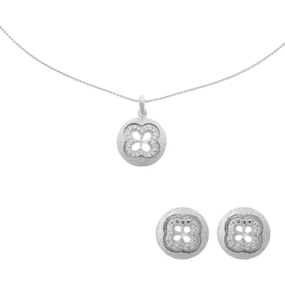 Orphelia Dames 925 Sterling Zilver Set: Ketting-Pendant + Oorbellen - Zilver SET-5256