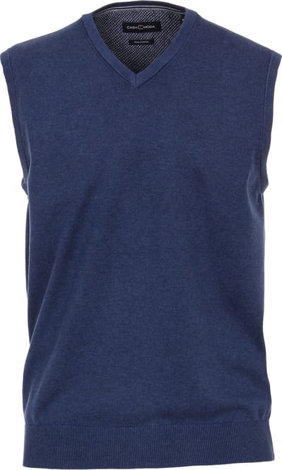 Casa Moda Spencer Blauw Gebreid Comfort Fit - 5XL