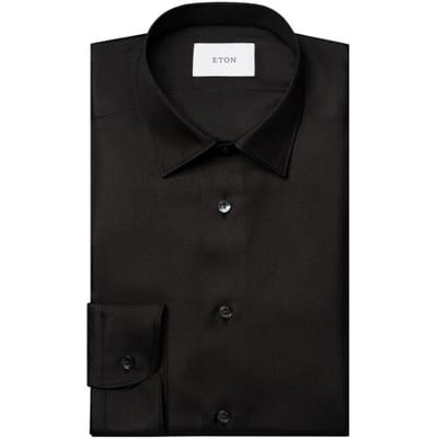 Eton Overhemd Luxury Silk Twill Mother of Pearl Buttons Zwart / male