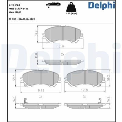 Remblokset DELPHI LP3693, voor